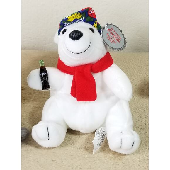 Coca Cola Polar Bear Seal Bean Bag Plush 1997 1998 Christmas 8" New Vintage x3 - Picture 7 of 16